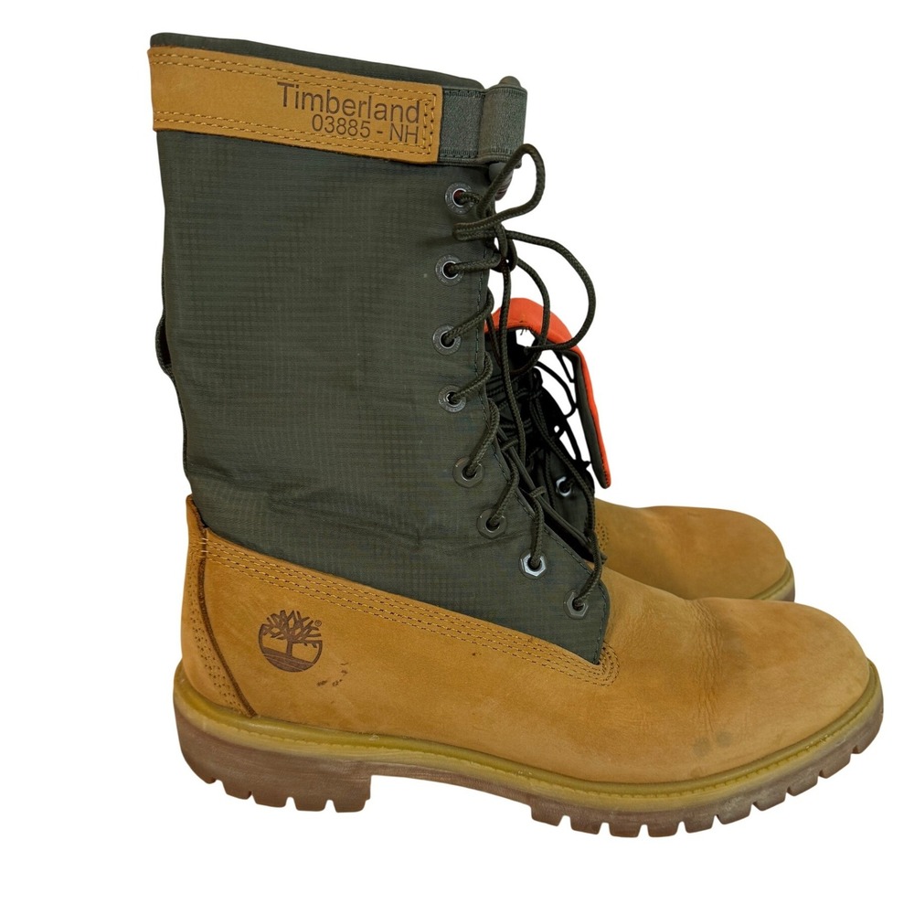 Timberland 8-Inch Premium Waterproof Boots Wheat Olive Green Orange Mens 9.5 - Picture 3 of 8
